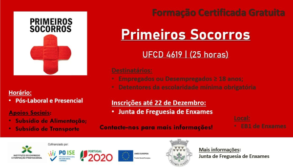 FORMAÇÃO PROFISSIONAL GRATUITA - PRIMEIROS SOCORROS | 25 HORAS