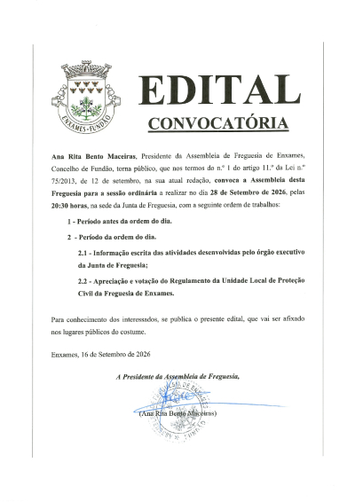 Convocatória - Assembleia de Freguesia
